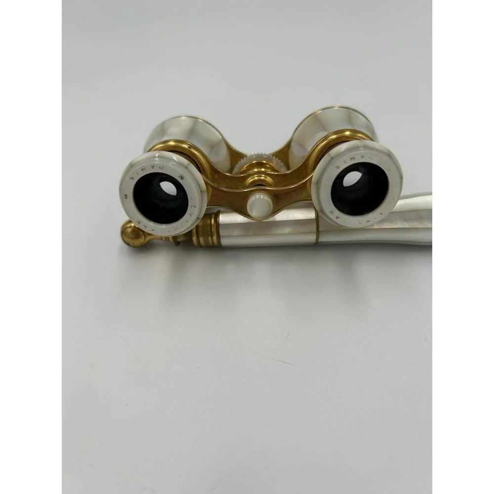 Lemaire Fils Paris Antique Opera Glasses Mother of Pearl Handle Gold Tone